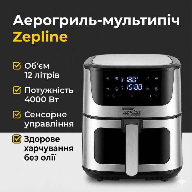Мультипіч аерогриль Zepline ZP-127, 12 л, 4000 Вт
