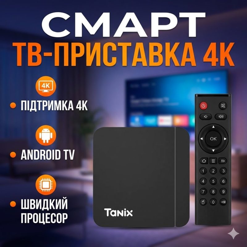 Смарт-ТВ приставка Tanix TX3 Mini / Android TV / 2ГБ + 16ГБ / 4-ядерний Amlogic / Wi-Fi / 4K підтримка