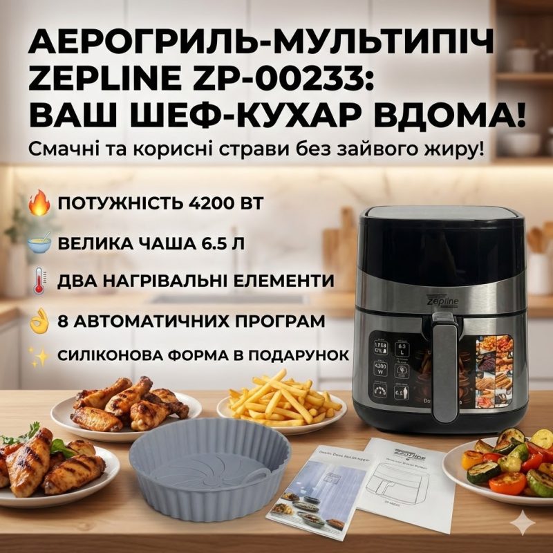 Аерофритюрниця мультипіч Zepline ZP-00233 [6,5 л, 4200Вт]