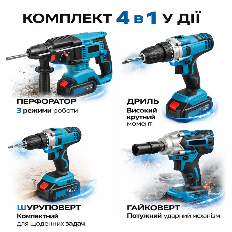 Універсальний набір інструментів MTS4b1 (4в1, 48V)