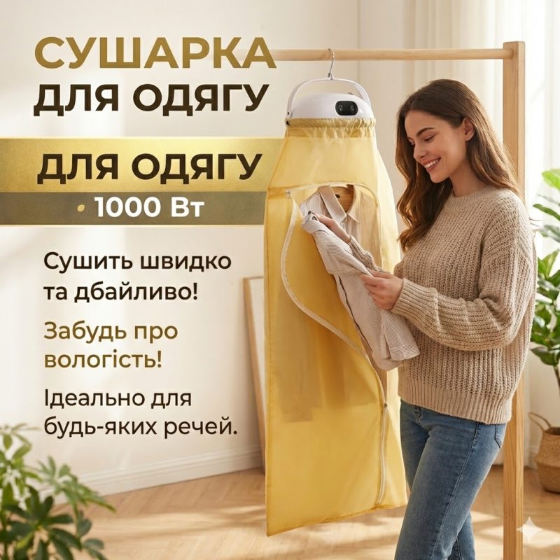 Автоматична вертикальна електро сушарка для одягу з чохлом HB-006